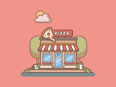 Pizza shop° 🍕 design dribbble dribbbler flat icon illustration illustrator lineart minimal pizza shots vector