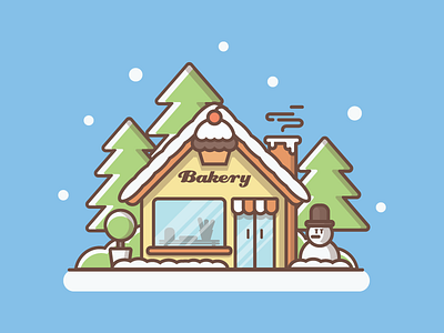 Bakery shop° ⛄❄ bakery design dribbble flat icon illustration illustrator lineart minimal shots vector winter