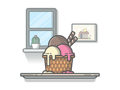 Ice cream scoop° 🙌 dribbble flat food icecream icon illustration illustrator lineart minimal shots sweet vector