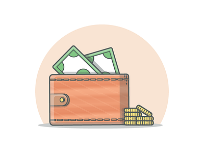 Safe your money° 💸💰 coin dribbble flat icon illustration illustrator lineart minimal money shots vector wallet