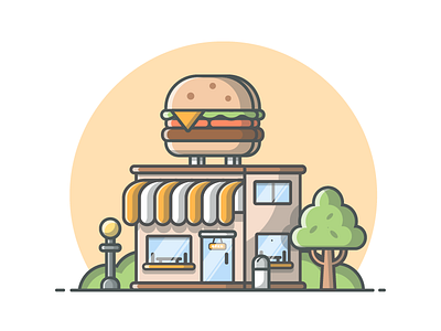 Burger Shop! 🍔 burger dribbble dribbbler flat food icon illustration illustrator lineart minimal shots vector