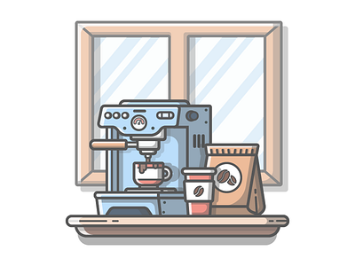 Coffee machine° 😉☕ coffee dribbble dribbbler flat icon illustration illustrator lineart machine minimal shots vector