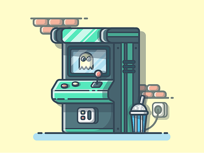 Arcade Machine° 🎮👾 arcade design dribbble dribbbler flat game icon illustration illustrator lineart shots vector