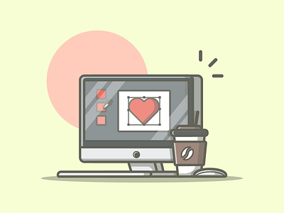 Coffee for life, design for love 💓 coffee design dribbble flat icon illustration lineart love minimal shots vector workspace