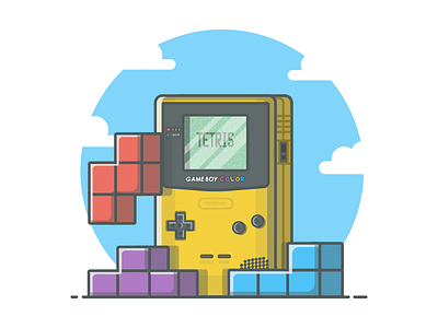 Tetris° 🎮 color dribbble dribbbler flat game gameboy icon illustration pixel shots tetris vector