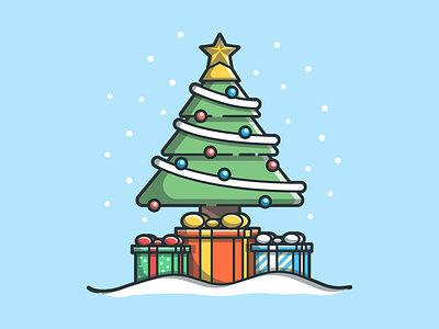 Chistmas Gift 😊 christmas design dribbble flat gift icon illustration lineart minimal shots snow xmas