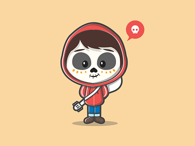 Miguel from Coco° 💀🎶 coco cute dribbble flat icon illustration lineart minimal music pixar skull vector