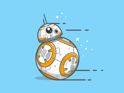 BB-8! 😋 bb 8 cute dribbble flat icon illustration lineart minimal robot star vector wars