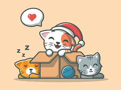 Cats~ 😽😸😼 box cat cute dribbble flat icons illustration illustrator kitten love vector woll