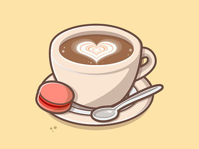 A cup of love 💙☕ chocolate coffee dribbble flat icons illustration illustrator logo love macaron spoon vector
