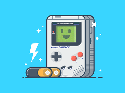 Game boy with battery 🔋🎮 battery dribbble dribbbler flat game gameboy icon illustration nintendo play shots vector