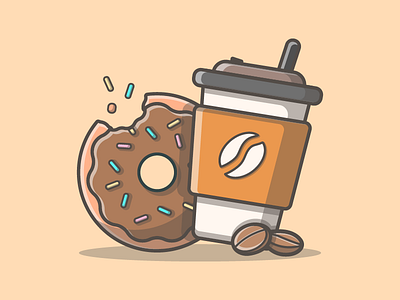 Donut + coffee 🍩☕ chocolate coffee donut dribbble flat friend icons illustration illustrator logo sweet vector