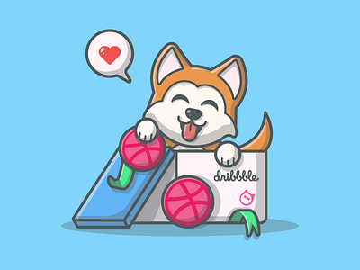 ✌ dribbble invitations! cute dog dribbble dribbbler flat icon illustration illustrator invitation lineart shots vector