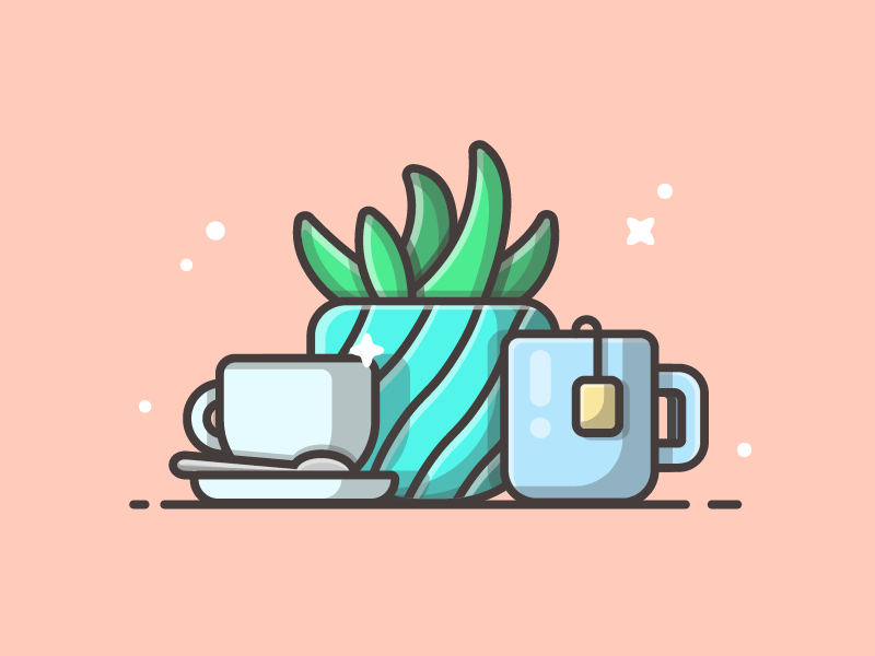 Coffee and tea°   coffee dribbble flat icon illustration plant reading shots sweet tea vector