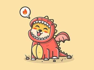 Lunar this year 🐲 x 🐕 😂✌ chinese cute dog dragon dribbble fire flat icon illustration lunar shots