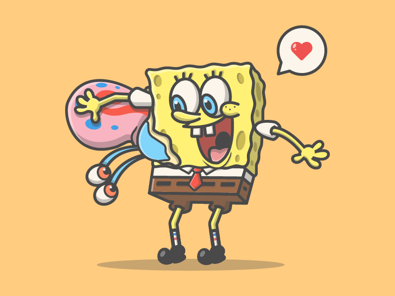 Who lives in a pineapple under the sea? 🙋🙌😁 cartoon dribbble flat icon illustration minimalist shots snail spongebob squarepants sweet