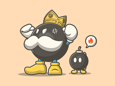 Bob-omb (Super Mario Enemies) 💥💣 😋 angry bomb cute dribbble enemies flat gameboy games icon illustration mario