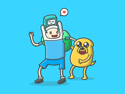 Adventure time! 😋✌ adventure bmo cartoon cute dribbble finn flat illustration jake love time vector