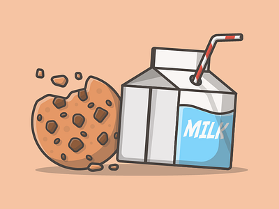 Just cookie and milk° 🍪🍼 breakfast chocolate cookie cookies dribbble flat friend icons illustration milk sweet vector
