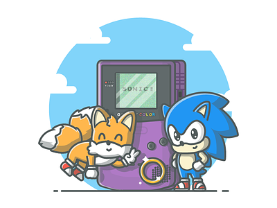 Sonic! 😉💙 color dribbble dribbbler flat game gameboy icon illustration shots sonic tails vector