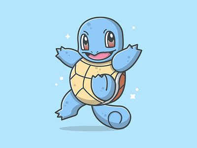 Squirtle° 😉💙 blue cute dribbble dribbbler flat game icon illustration pokemon shots squirtle vector