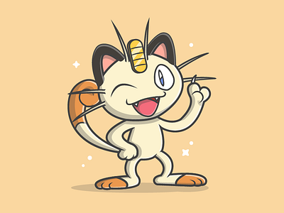 Meowth° 😽 cat cute dribbble dribbbler flat game icon illustration meowth pokemon shots vector