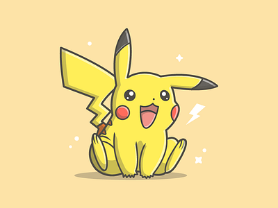 Pikachu! ⚡😁 cute dribbble dribbbler flat game icon illustration pikachu pokemon shots vector yellow