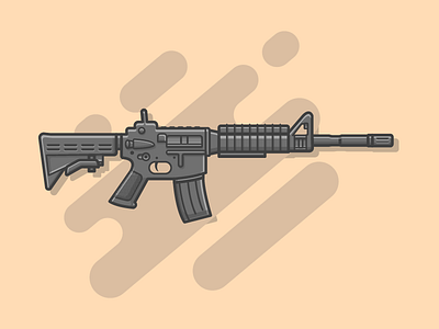 M4A1 🔫😋 black dribbble dribbbler fire flat gun icon illustration m4a1 shots vector weapon