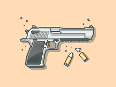 Desert Eagle! 🔫 desert dribbble dribbbler eagle fire flat gun icon illustration shots vector weapon