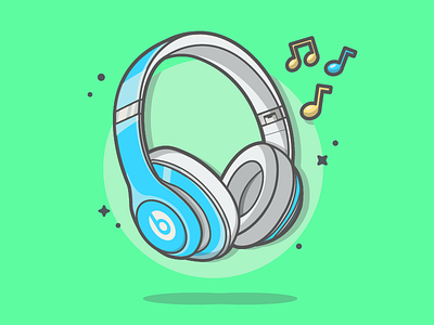 Blue headphones! 🎶🎧 beat dribbble flat headphone icon illustration lineart minimal music note solo vector