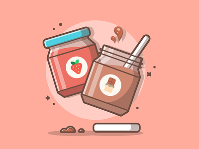 Jam...jam...😝🍓🍫 bread chocolate dribbble flat friend icons illustration illustrator jam strawberry sweet vector