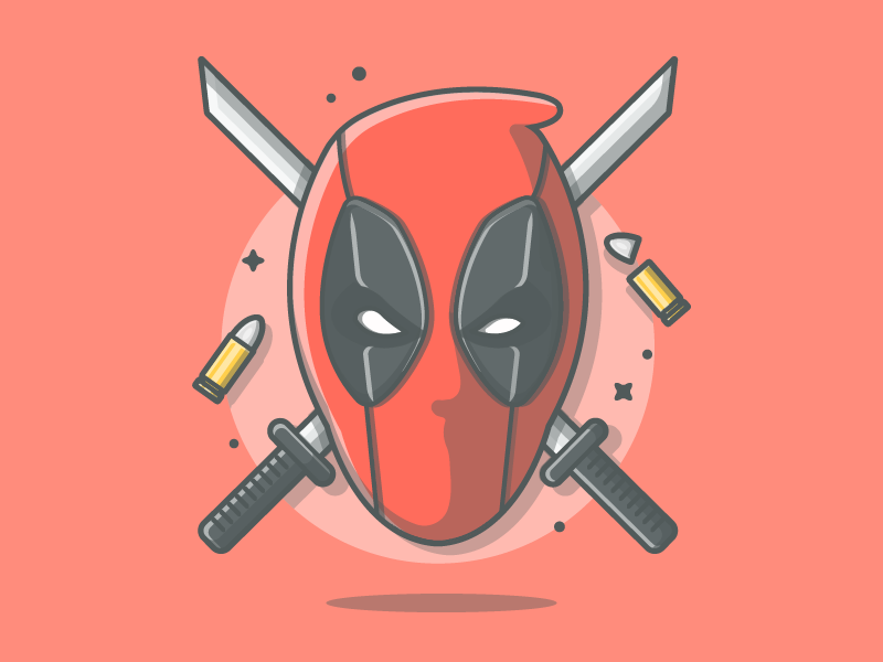 He is super.....but not hero 😝 bullet deadpool dribbble flat gun icon illustration marvel sword vector x-force x-men