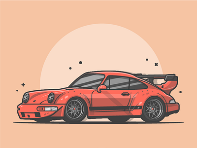 Porsche!! 🔥🚗😝 car cool drag dribbble flat icon illustration porsche red shots sport vector