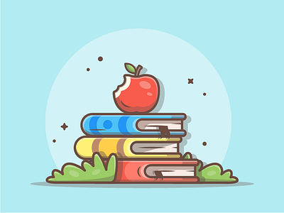 Back to school! Hffttttt 😣😔😝 apple books cute dribbble flat grass icon illustration logo minimal school sweet