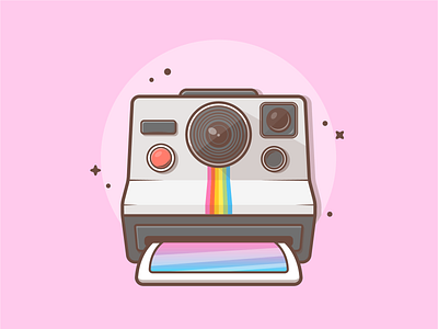 Polaroid!! 😁📸 camera colorfull cute dribbble flat icon illustration logo photograph polaroid rainbow vector