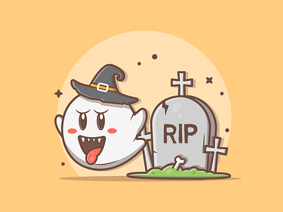 Booo!!! 👻 boo cute dribbble flat ghost halloween icon illustration logo rip skull vector