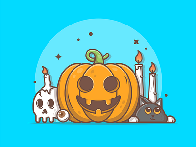 Pumpkin! 🎃 cute design dribbble eye flat halloween icon illustration logo pumpkin skull vector