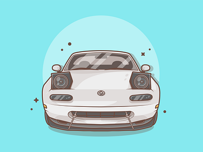 Madza Miata 1st Generation!🚗💨 car cute dribbble flat icon illustration logo madza miata old sport vehicle