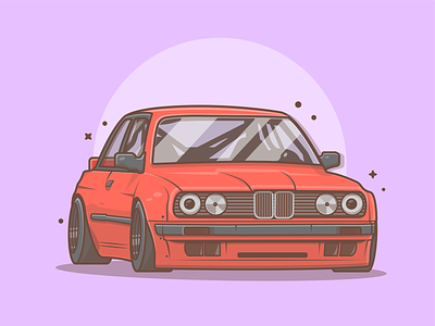 BMW E30 👌🚗💨 bmw car cute drag dribbble e30 flat icon illustration logo racing sport