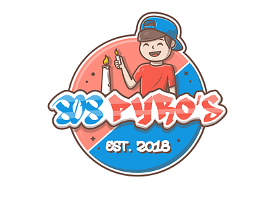 Sticker Design! 💥 🔥 boy character cute design dribbble fire flat icon illustration logo pyro sticker