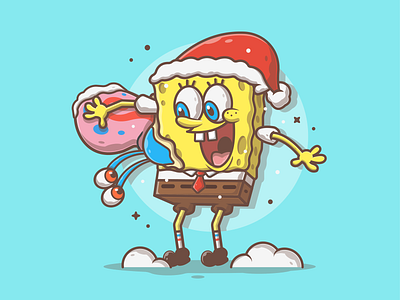 It's Winter Gary! 😋❄️ ☃️ cartoon cute dribbble flat gary icon illustration logo snail snow spongebob vector winter