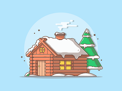 Holiday!!!! 🤓❄⛄ cabin cute dribbble flat icon illustration logo snow trees vector winter wood