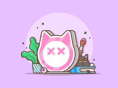 Welcome 2019! 😸😼✨🎉🎊 book cat creative cute draw dribbble eye flat icon illustration logo vector