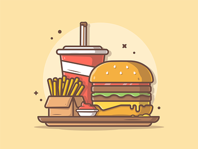 Combo menu! 🍔 🍟🥤 😅 burger design dribbble flat food food and drink french fries icon illustration ketchup logo soda