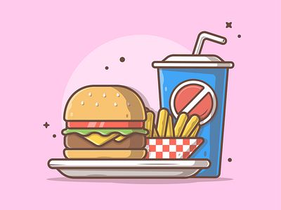Grab your fast food!! 🍔 🍟🥤 😅 burger cheese cute dribbble fast flat food french fries icon illustration logo soda