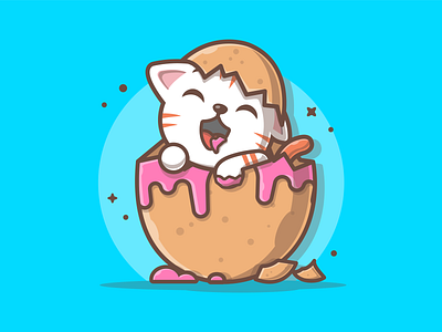 the truth about the @world_record_egg 😁😹 cat cute dribbble egg flat ice age world ice cream icon illustration logo record vector