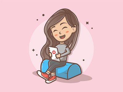A girl 👩📖💙 beauty book cute design diary dribbble flat girl holding icon illustration logo