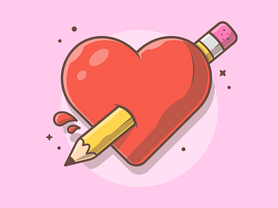 The true love ❤😘 😹 creative cute design dribbble flat heart icon illustration lineart logo love pencil