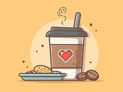 Everything that we need is just coffee break ☕😽 coffee cookies cute dribbble flat icon illustration logo love shots sweet tea