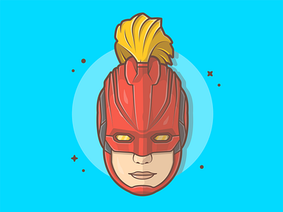 Captain Marvel! 🌠😽 avangers captain cute dribbble flat icon illustration lineart logo marvel minimal movie